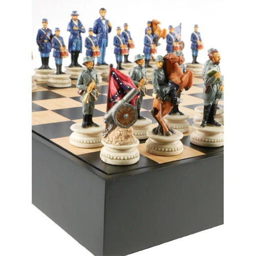 Chess: Civil War Hand-Painted Resin Pieces On Black/Maple Chest 13.5" (Preorder) 5 Chess: Civil War Hand-Painted Resin Pieces On Black/Maple Chest 13.5" (Preorder) - Image 5
